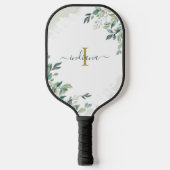 Eukalyptus Monogram Script Name Botanischer Geburt Pickleball Schläger (Vorderseite)