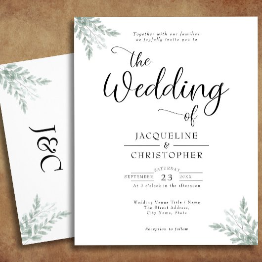 Eukalyptus Monogram Wedding Einladung Flyer