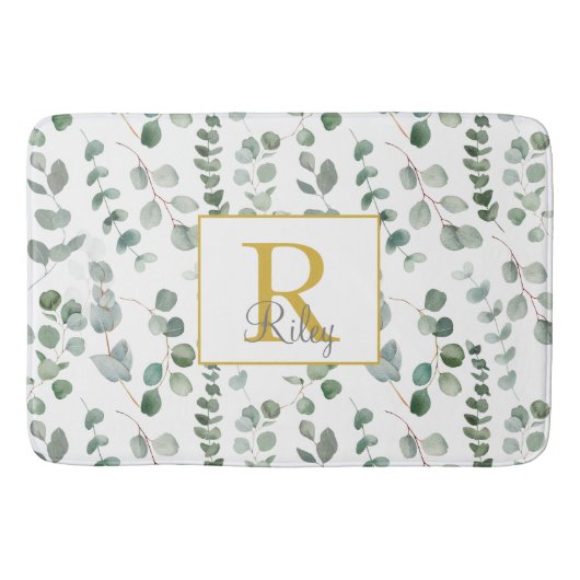 Eukalyptus-Monogramm Badematte (Vorderseite)