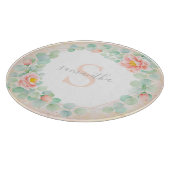 Eukalyptus-Monogramm-Blätter Peony Floral Peach Schneidebrett (Ecke)