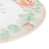 Eukalyptus-Monogramm-Blätter Peony Floral Peach Schneidebrett (Ecke)