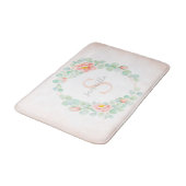 Eukalyptus-Monogramm-Blätter Pfirsichpfirsichpfirs Badematte (Schrägansicht)