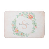 Eukalyptus-Monogramm-Blätter Pfirsichpfirsichpfirs Badematte (Vorderseite)