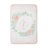 Eukalyptus-Monogramm-Blätter Pfirsichpfirsichpfirs Badematte (Vorderseite Vertikal)