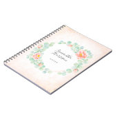 Eukalyptus-Monogramm-Blätter Pfirsichpfirsichpfirs Notizblock (Linke Seite)