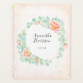 Eukalyptus-Monogramm-Blätter Pfirsichpfirsichpfirs Planer (Vorderseite)