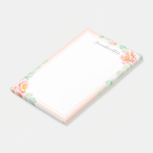 Eukalyptus-Monogramm-Blätter Pfirsichpfirsichpfirs Post-it Klebezettel (angewinkelt)