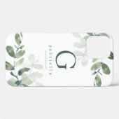 Eukalyptus-Monogramm Case-Mate iPhone Hülle (Rückseite (Horizontal))