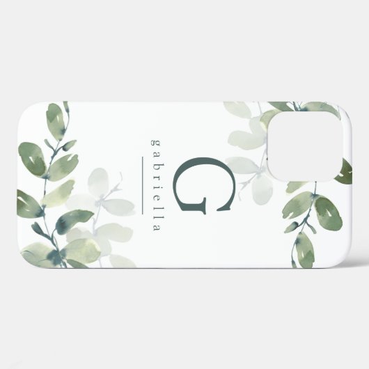 Eukalyptus-Monogramm Case-Mate iPhone Hülle (Rückseite (Horizontal))