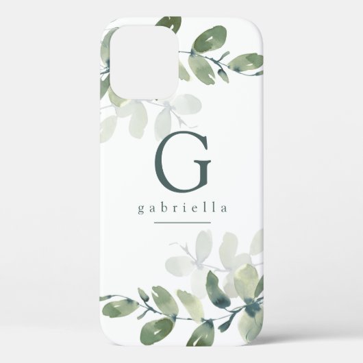 Eukalyptus-Monogramm Case-Mate iPhone Hülle (Rückseite)