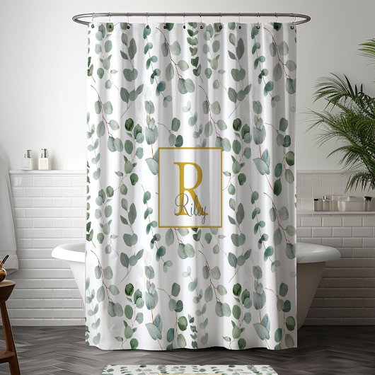Eukalyptus-Monogramm Duschvorhang