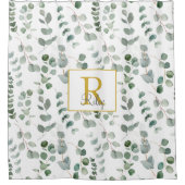 Eukalyptus-Monogramm Duschvorhang (Vorderseite)