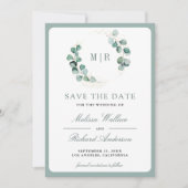 Eukalyptus-Monogramm-Fotocollage-Hochzeit  Save The Date (Vorderseite)