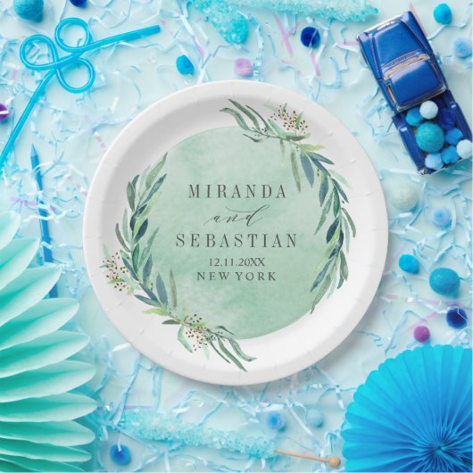 Eukalyptus-Monogramm-Hochzeit Pappteller (Party)