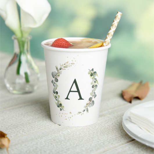 Eukalyptus-Monogramm Pappbecher (In Situ)