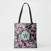 Eukalyptus-Monogramm-Rose Aquarellfarbdesign Tasche (Vorderseite)