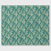 Eukalyptus-Muster aquamarin und Gold Geschenkpapier (Flach)