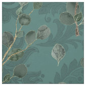 Eukalyptus-Muster aquamarin und Gold Stoff (Muster)