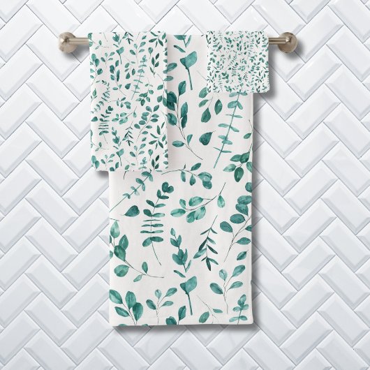 Eukalyptus-Muster Badhandtuch Set