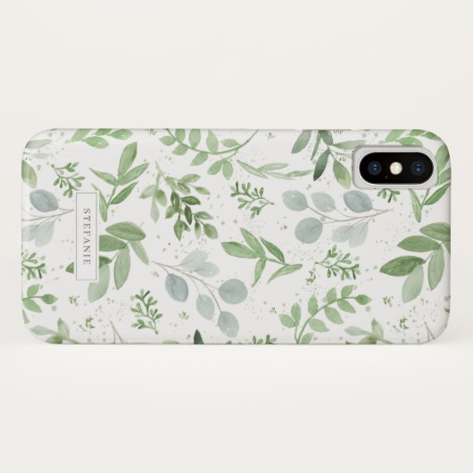 Eukalyptus-Muster für eine einfache Aquarellpflanz Case-Mate iPhone Hülle (Rückseite (Horizontal))