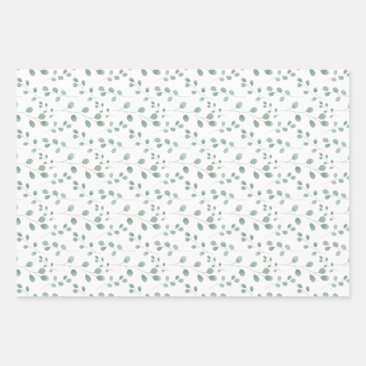 Eukalyptus-Muster für moderne Wasserfarben Geschenkpapier Set (Vorderseite)