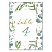 Eukalyptus-Muster Hochzeitsstiftung Tischnummer (Vorderseite)