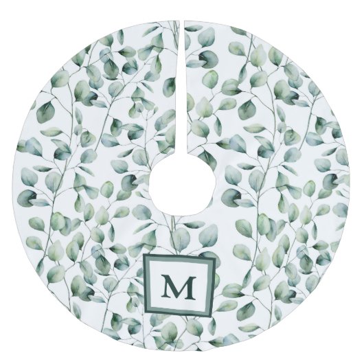 Eukalyptus-Muster Polyester Weihnachtsbaumdecke (Vorderseite)