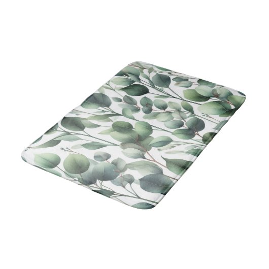 Eukalyptus Mutes Grüne Blätter Badematte (Schrägansicht)