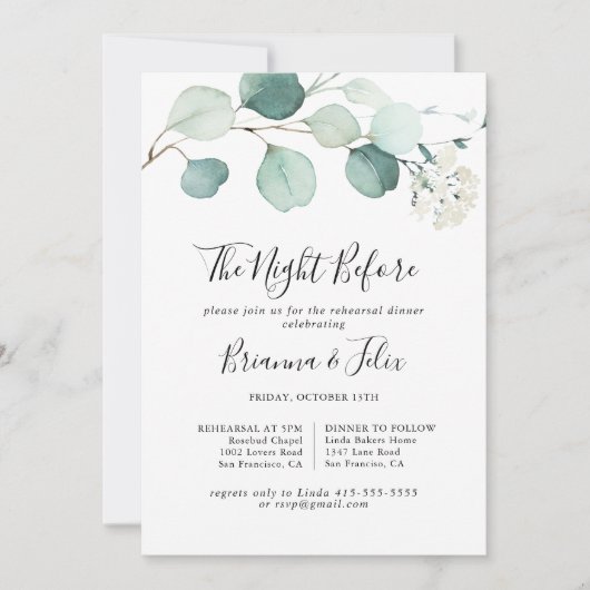 Eukalyptus-Nacht vor dem Probe Einladung (Vorderseite)