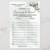 Eukalyptus Name, der das zweisprachige Spiel Dusch (Rückseite)