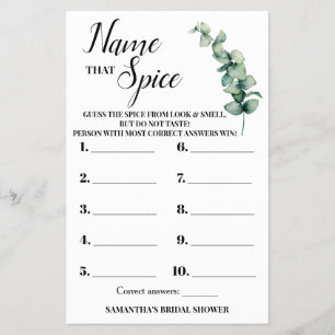 Eukalyptus Name dieser Spielkarte für das Gewürz-B Flyer