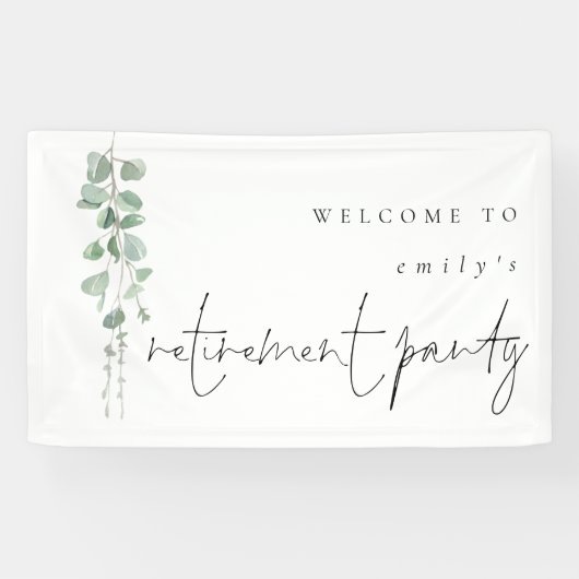 Eukalyptus Name Welcome Retirement Party Banner (Horizontal)