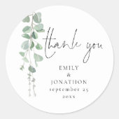 Eukalyptus-Namen für Wasserfarben Datum Danke für Runder Aufkleber (Vorderseite)