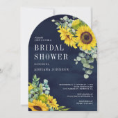 Eukalyptus Navy Blue Arch Brautparty Einladung (Vorderseite)