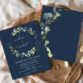 Eukalyptus Navy Blue Wedding Einladungen