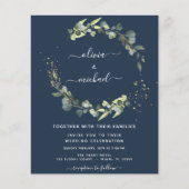 Eukalyptus Navy Blue Wedding Einladungen (Vorderseite)