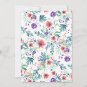 Eukalyptus Navy Blue Wedding lila White Anemones Einladung (Rückseite)