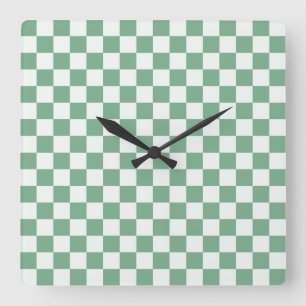 Eukalyptus-Nebel-Schachbrettmuster Quadratische Wanduhr