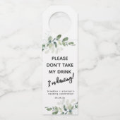 Eukalyptus Nehmen Sie bitte meinen Drink nicht ein Flaschenanhänger (Rückseite)