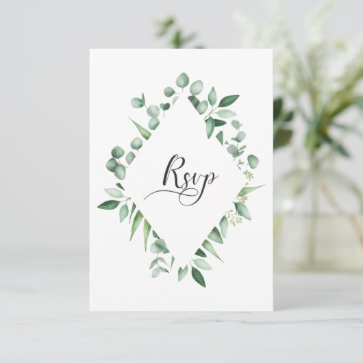 Eukalyptus-NeidWatercolor UAWG RSVP Karte (Stehend Vorderseite)