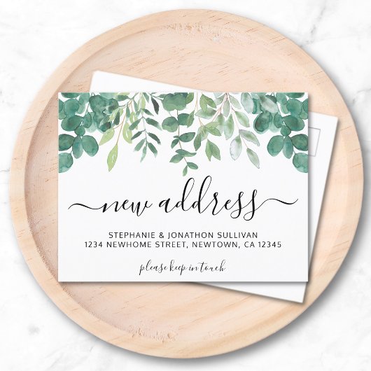Eukalyptus - Neue Adresse Ankündigungspostkarte