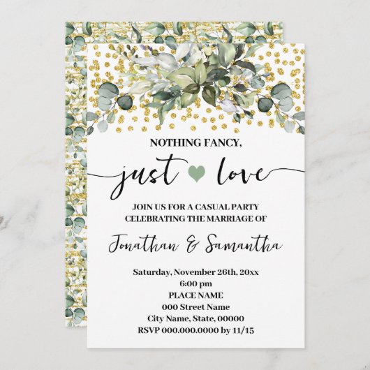 Eukalyptus Nichts Extravagant nur Liebe Eloption Einladung (Vorne/Hinten)