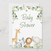 Eukalyptus Niedlich Safari Baby Shower Einladung (Rückseite)