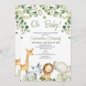 Eukalyptus Niedlich Safari Baby Shower Einladung (Vorne/Hinten)