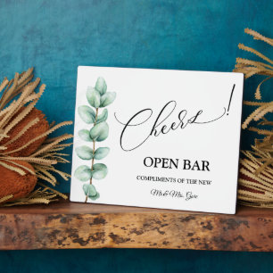 Eukalyptus Offenes Bar Hochzeitszeichen Tabletop P Fotoplatte