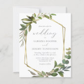 Eukalyptus Olive Gold Geo Wedite Einladung (Vorderseite)