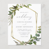 Eukalyptus Olive Gold Geo Wedite Einladung (Vorderseite)