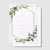 Eukalyptus-Olive-Goldrahmen-Hochzeit Pergament Einladungen (Versetzt)