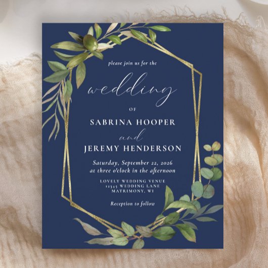 Eukalyptus Olive Greenery Navy Blue Wedding