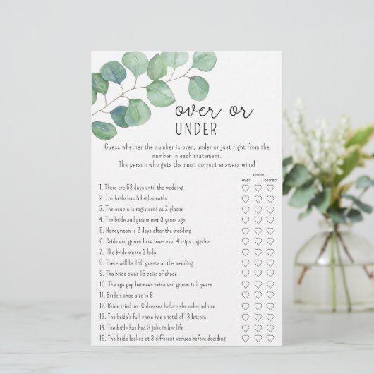 Eukalyptus - Over oder Under Brautparty (Stehend Vorderseite)